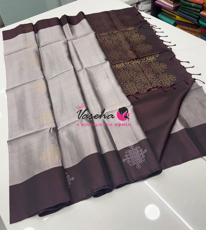 Half Mix - Pure Soft Silk Saree - Kolam Design - VVPSS158