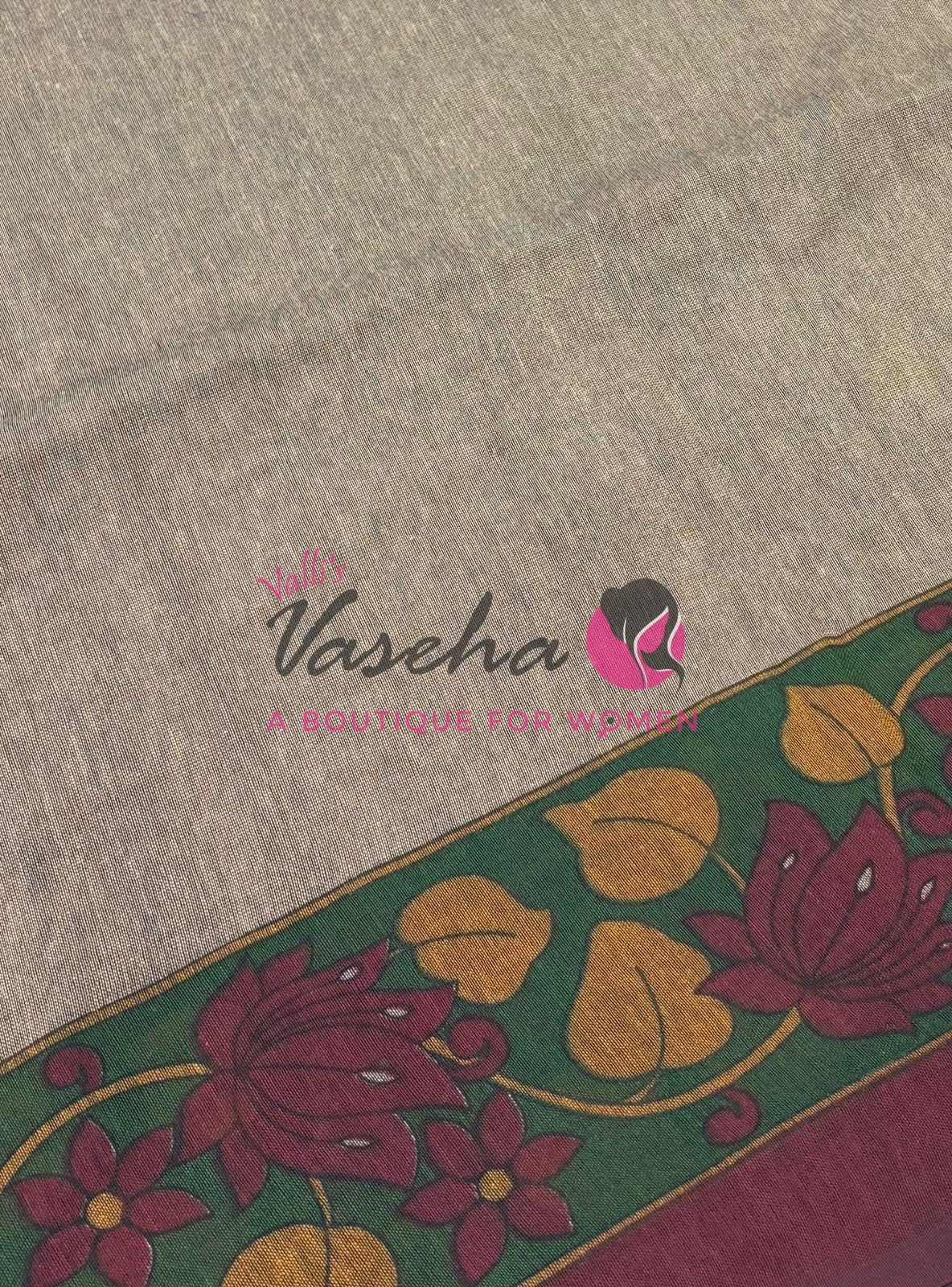 Handloom Cotton Sarees with Kalamkari Blouse - VVKCK003