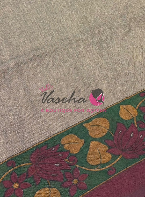 Handloom Cotton Sarees with Kalamkari Blouse - VVKCK003