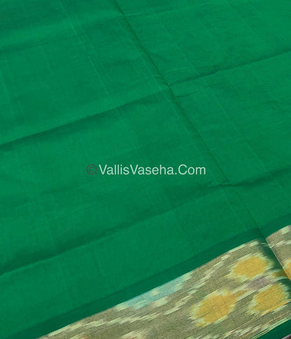 Semi Silk Cotton Saree -  Red & Green - VVSSC001