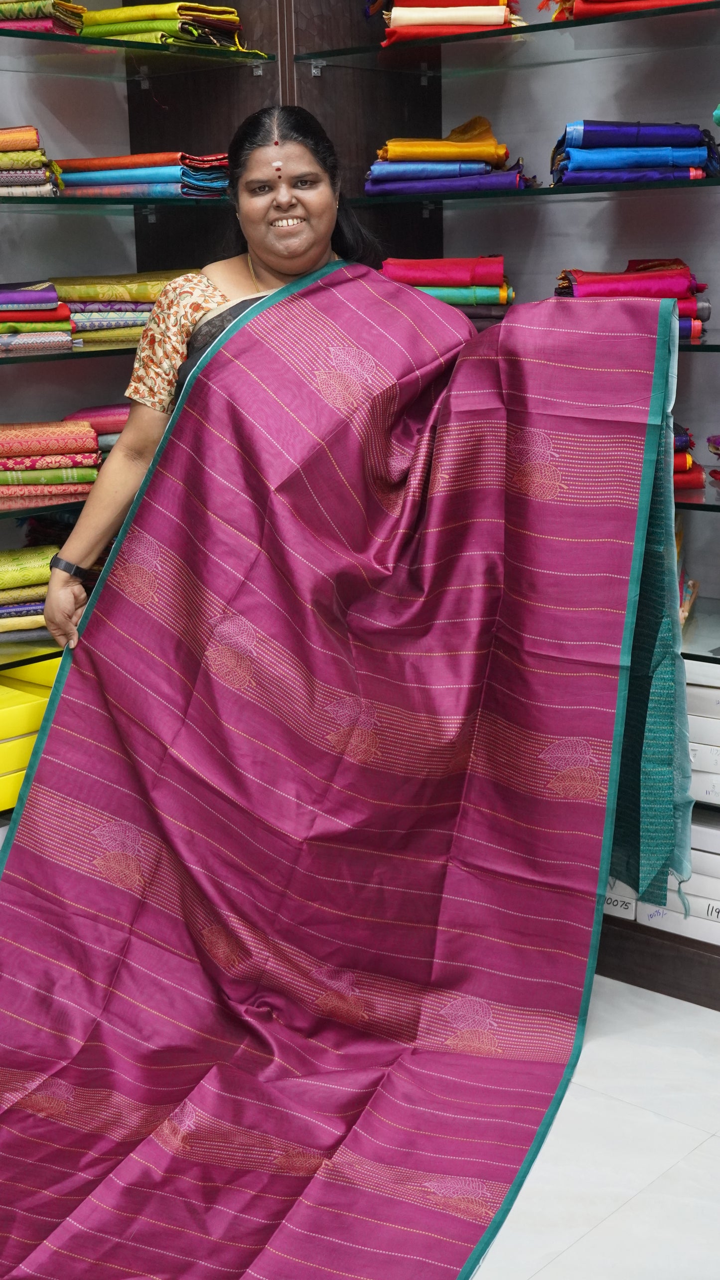 Semi Chappa Silk with Double Leaf Print - VVSC002