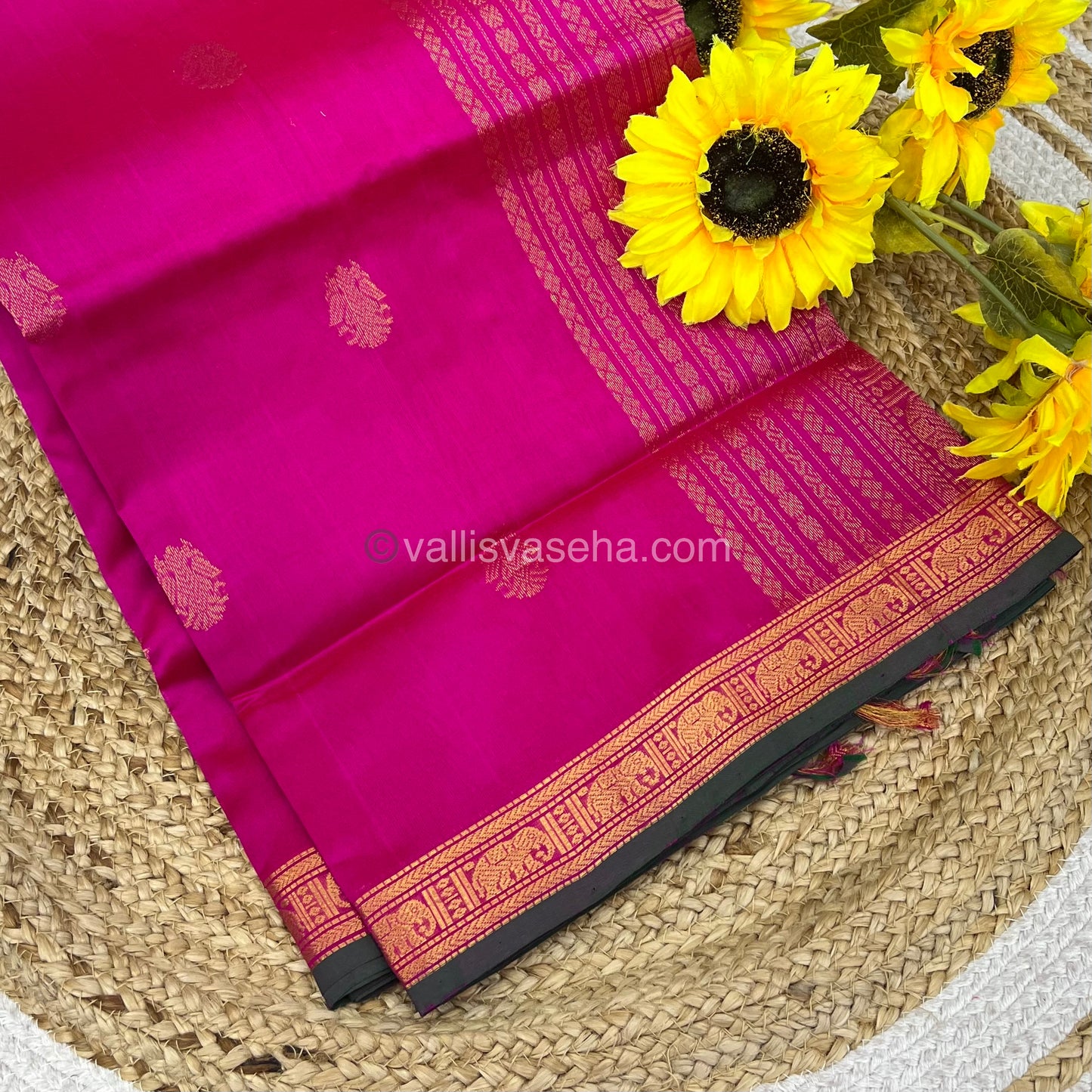 Pure Silk Cotton Saree - Retta Mayil Design - Pink Shade - VVRMS001