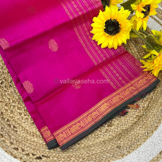 Pure Silk Cotton Saree - Retta Mayil Design - Pink Shade - VVRMS001