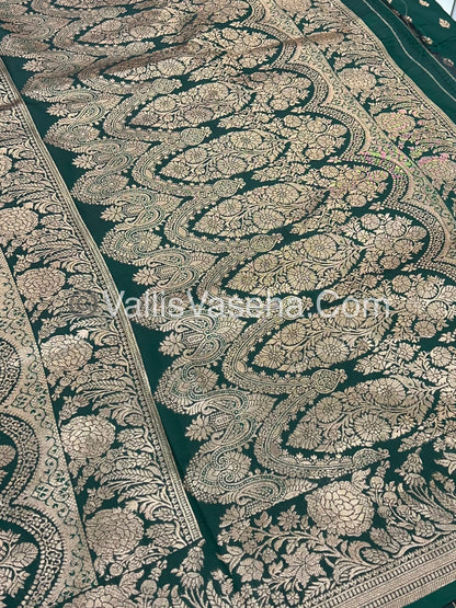 Semi Soft Silk with Border - Green Shade  -VVSSS012