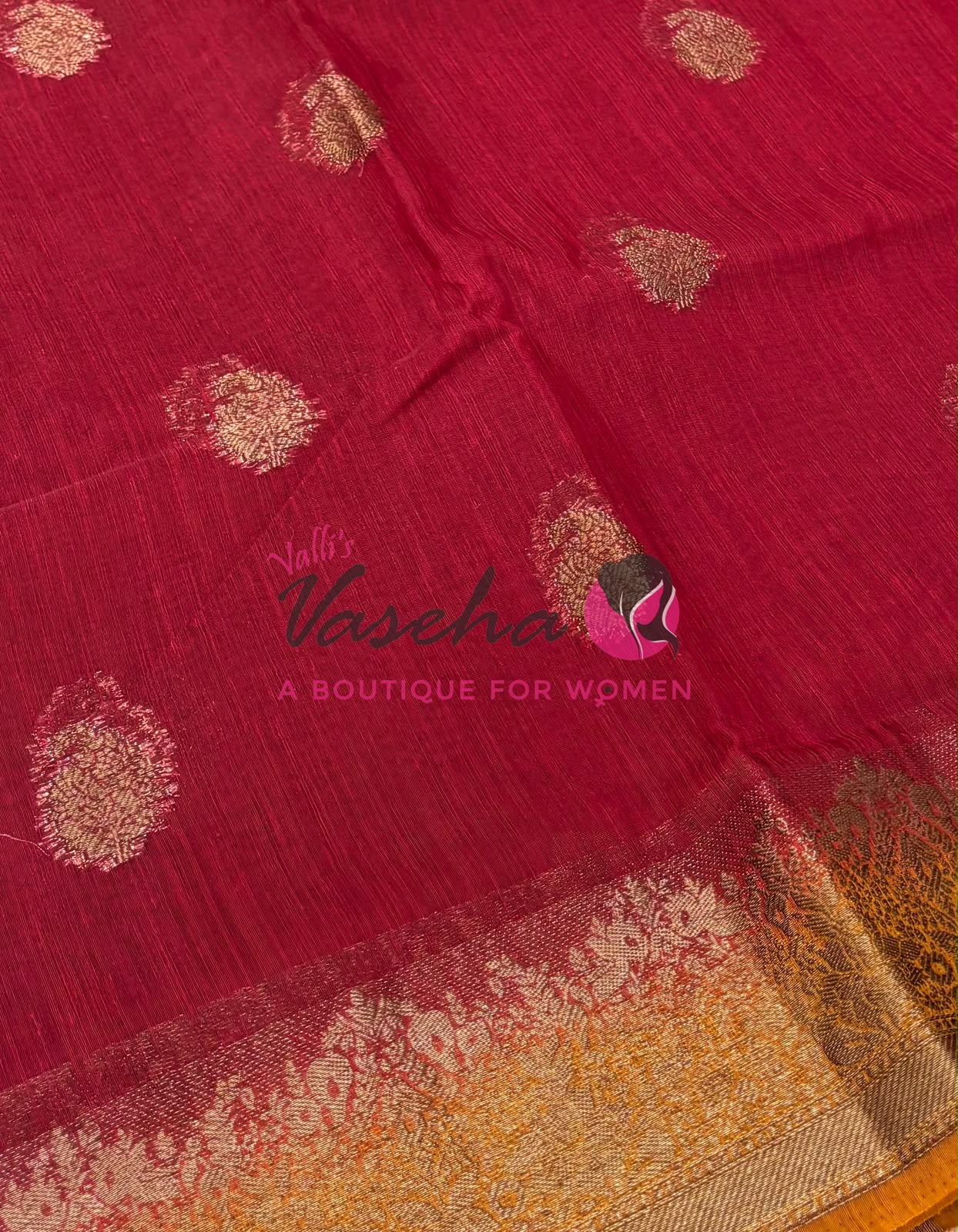 Bamboo Silk Saree- Red with Yellow Shade - VVBSS014