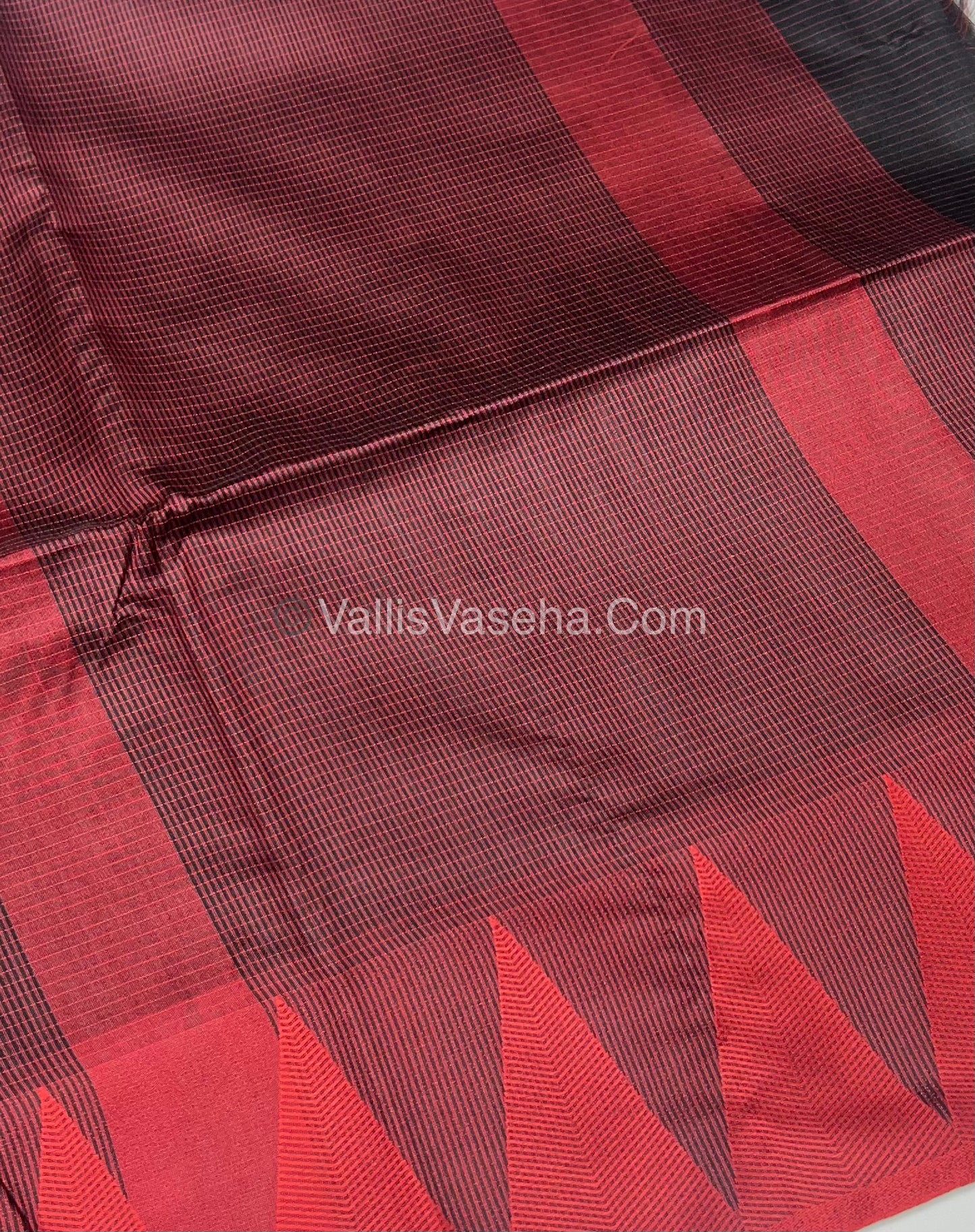 Semi Raw Silk - Black With Red Shade - VVRS006