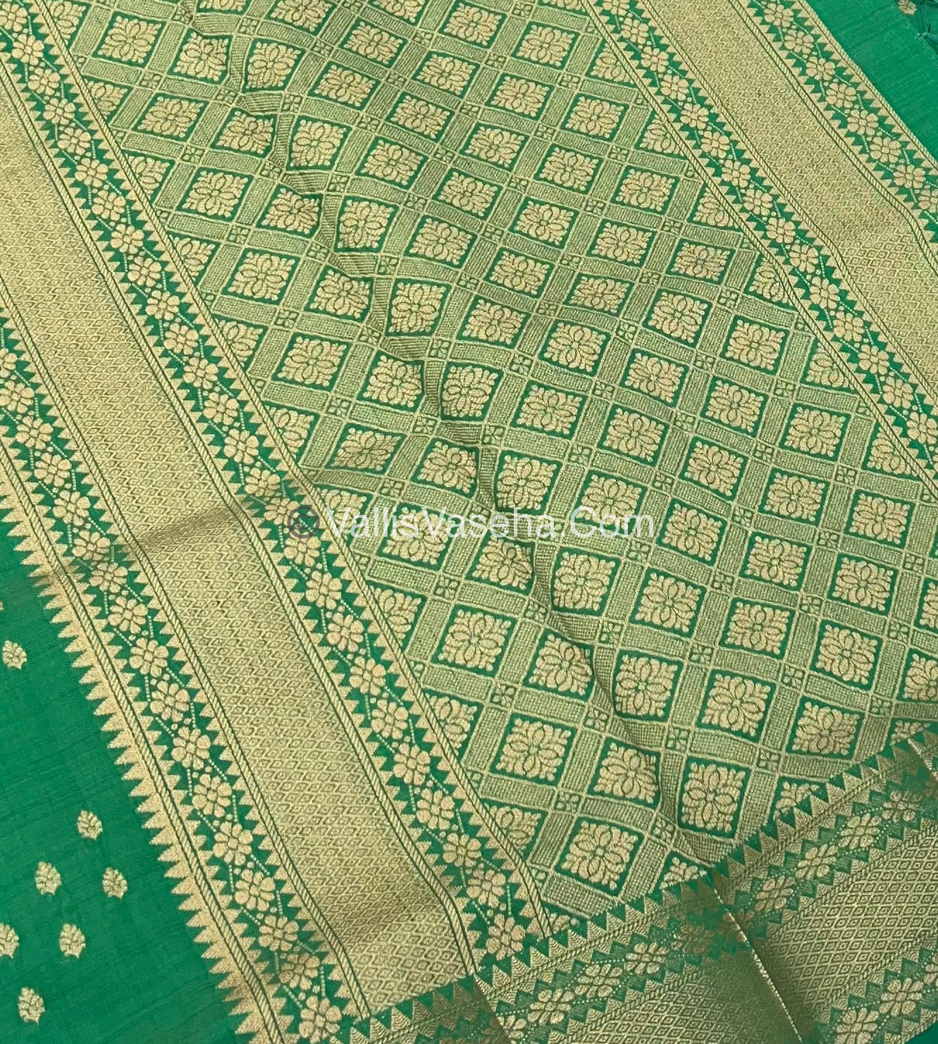 Semi Tussar Silk - Grand Pallu  - Green Shade - VVSTS017
