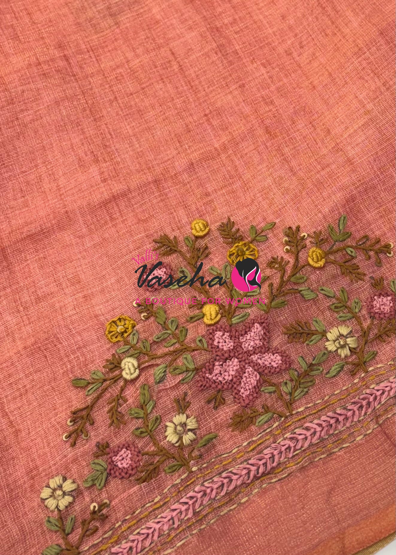 French Knot - Linen Tissue Saree  - Heavy Work Blouse - VVLFN020