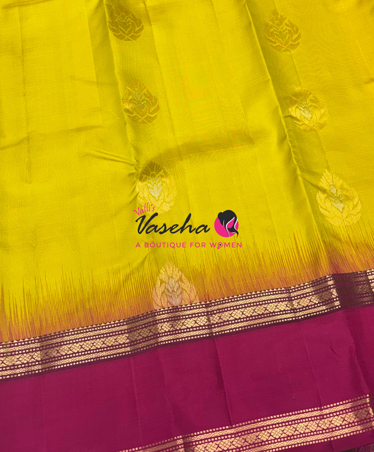 Pure Soft Silk Saree  - Yellow With Pink Combo - VVPSS149