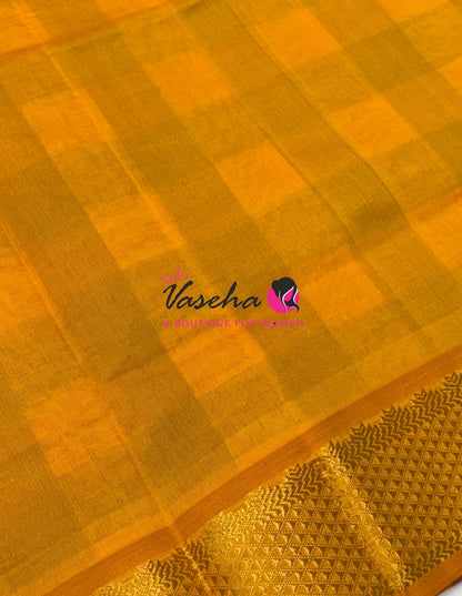 Semi Silk Cotton Saree |  Pazhum Pazhamum Checks Design |VVSSC011