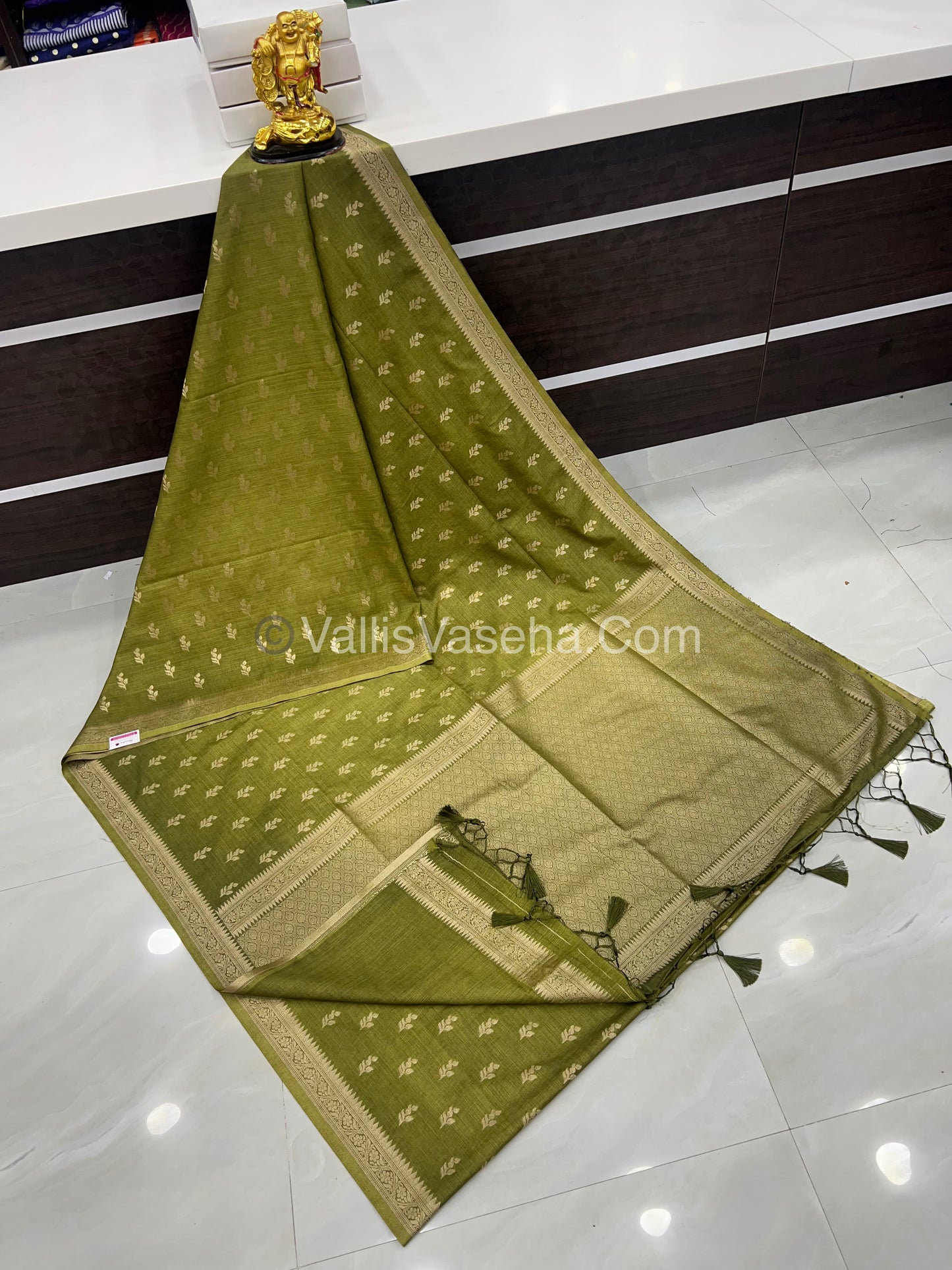 Banarasi - Heritage Silk - Semi Kathan Silk - Mehendi Green Shade - VVBHS003