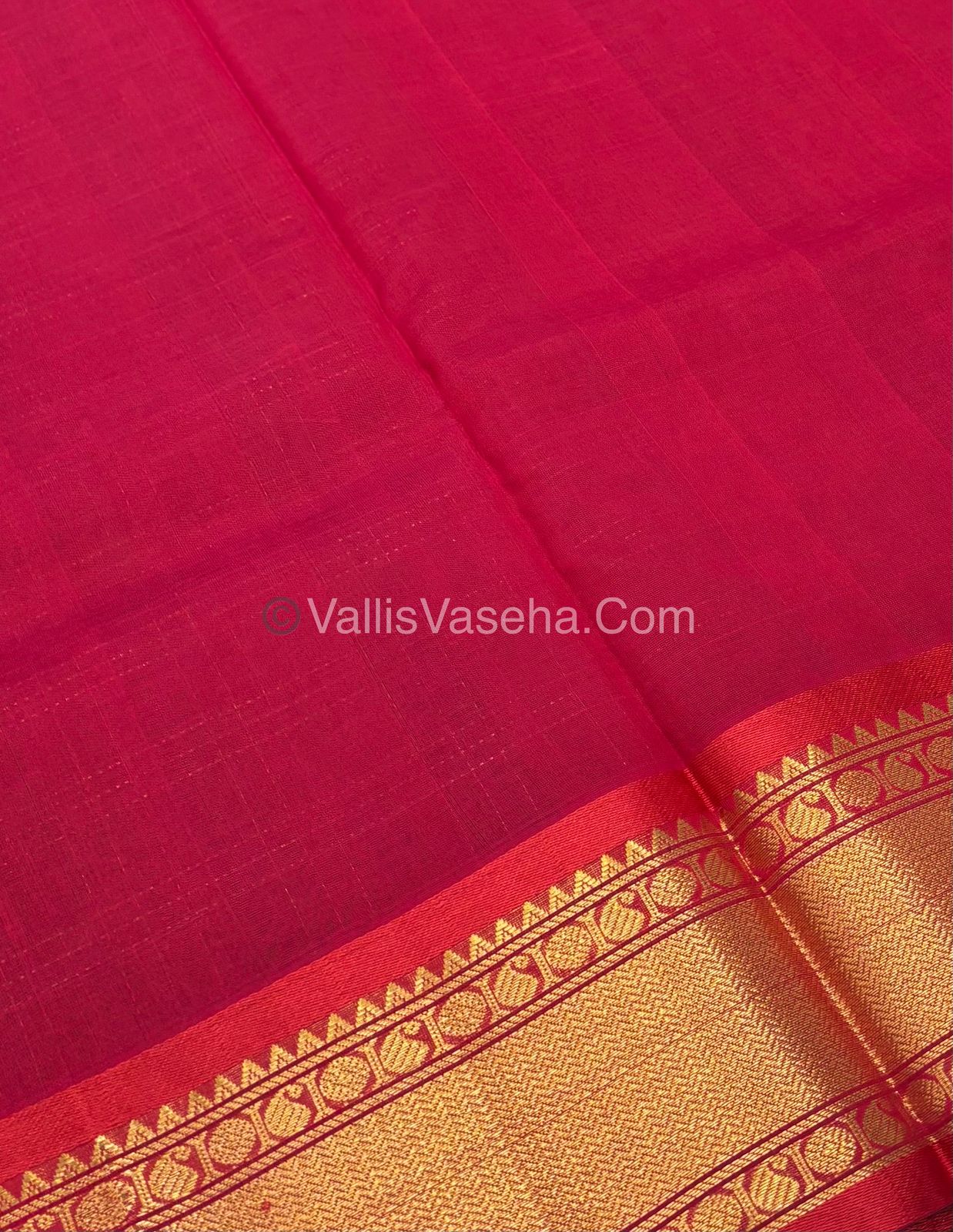 Pure Korvai Silk Cotton - Checks Pattern - Green with Red  Shade  - VVKSC035