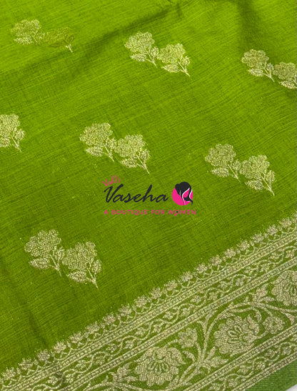 Banarasi - Heritage Silk - Semi Kathan Silk - Parrot  Green Shade - VVBHS011