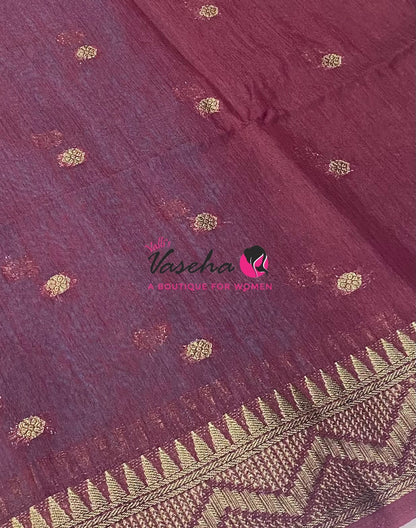 Semi Jute Silk Saree - Blue With Wine Shade- VVSJS002