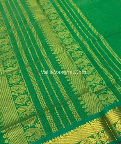 Semi Silk Cotton Saree - Radish Maroon With Green Shade - VVSSC008