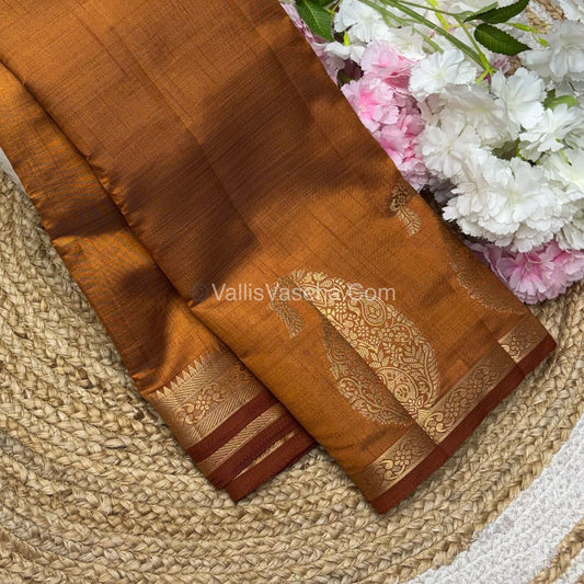 Semi Tussar Silk - Small Mango - Dark Mustard (Honey) Shade - VVSTS002
