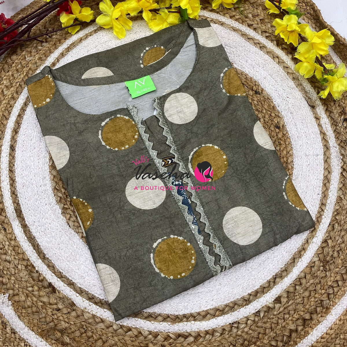Ready Made - Semi Muslin Silk  - Straight Cut Kurti - VVRK009