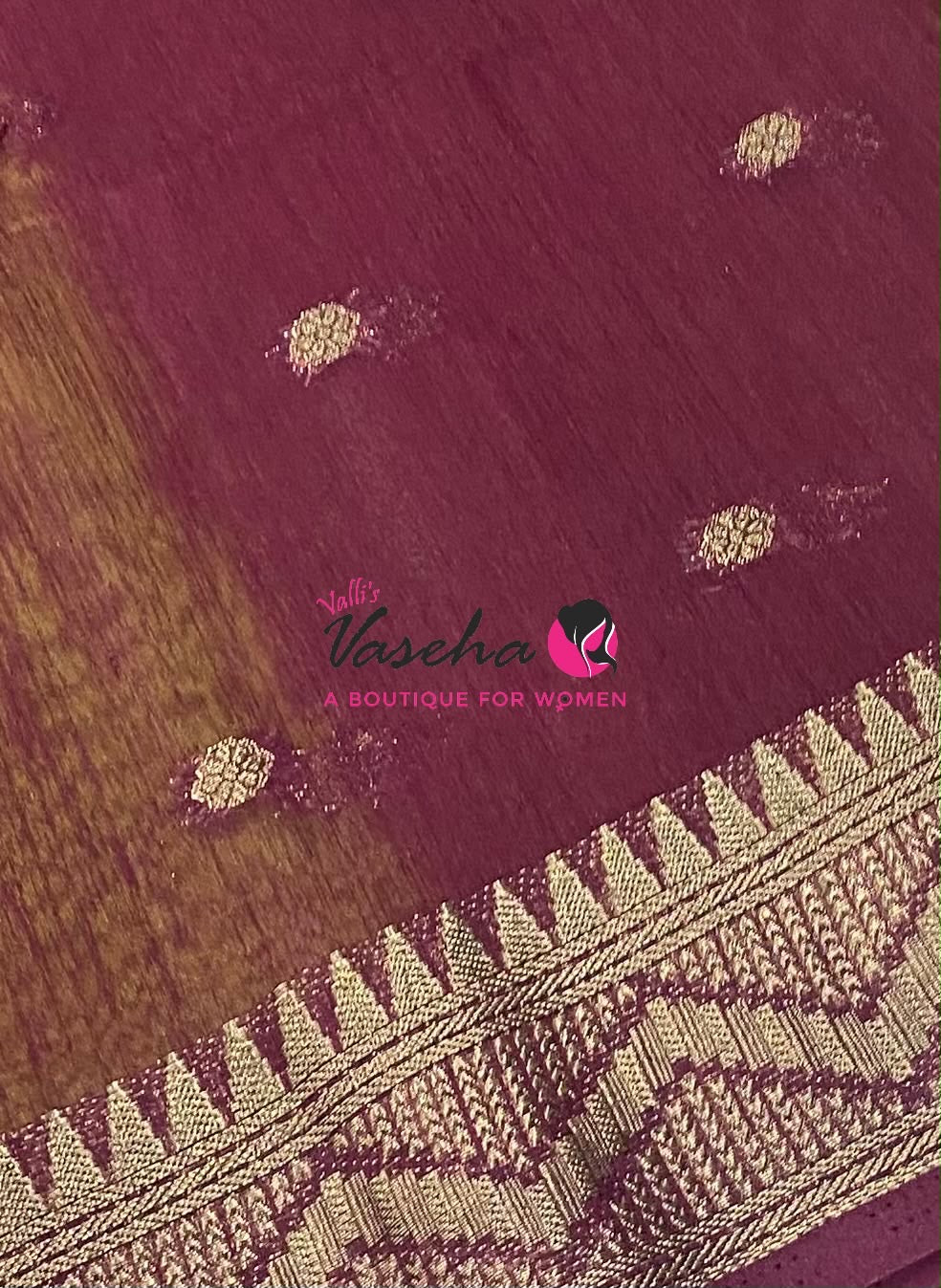 Semi Jute Silk Saree - Green With Maroon Shade- VVSJS002