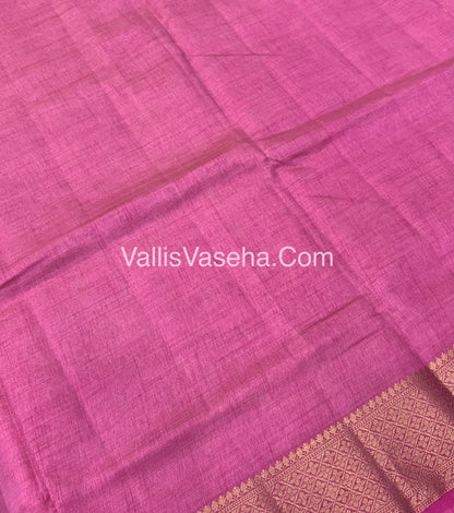 Semi Tussar Silk - Grand Pallu  - Pink Shade - VVSTS022