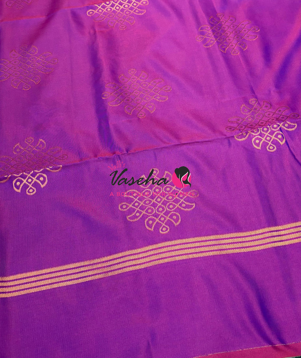 Semi Soft Silk - Kolam Design - Purplish Pink Shade - 2 - VVSSS029