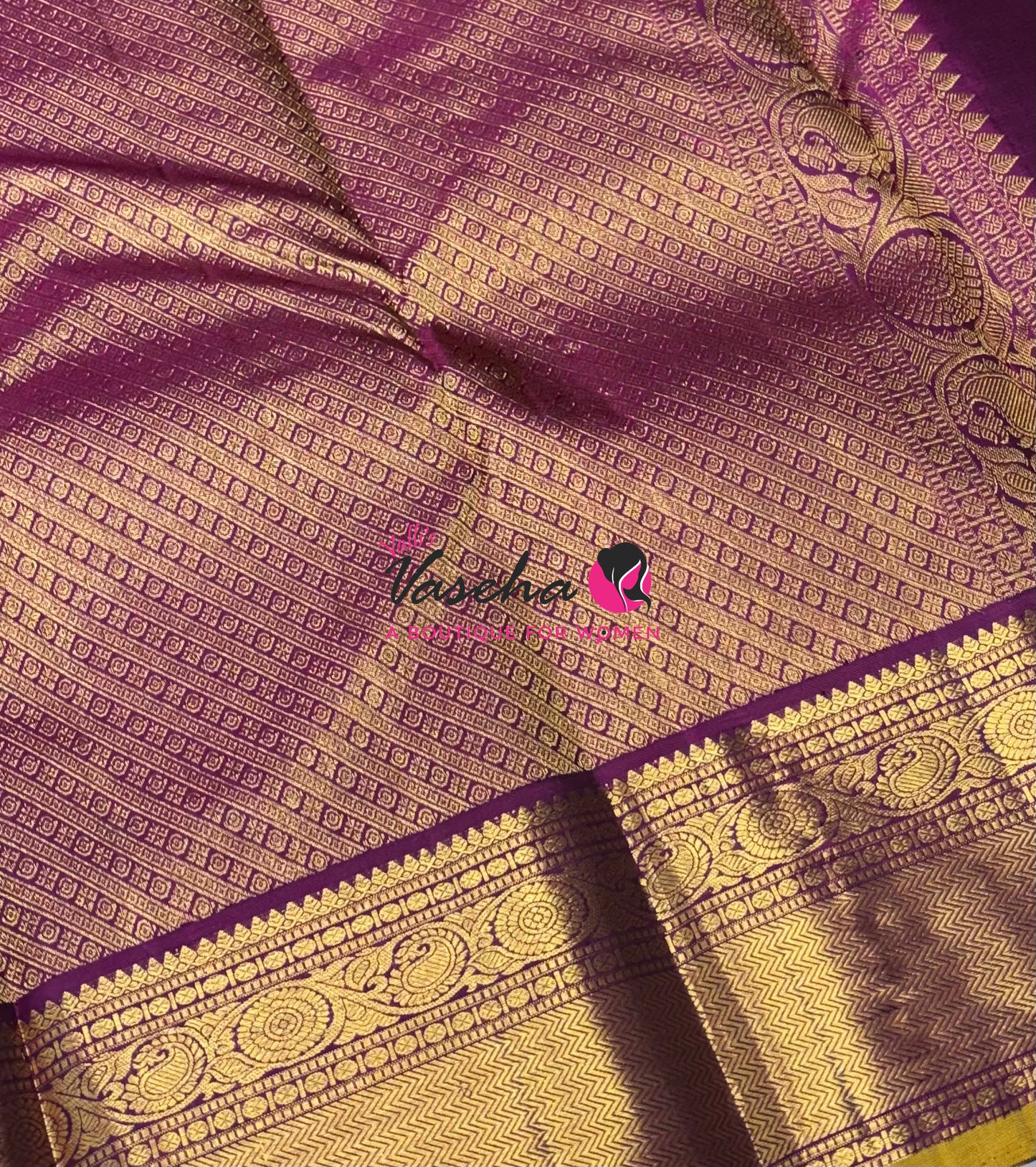 Pure Kanchipuram Silk Saree - Green & Purple Shade  - VVPS070
