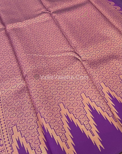 Kanchi Semi Silk  - Peach with Purple - VVKSS003
