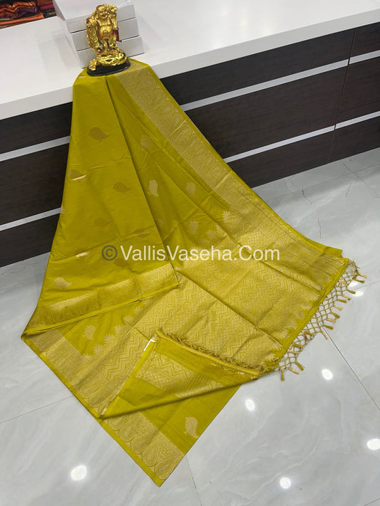Banarasi - Heritage Silk - Semi Kathan Silk - Lemon Yellow Shade - VVBHS005