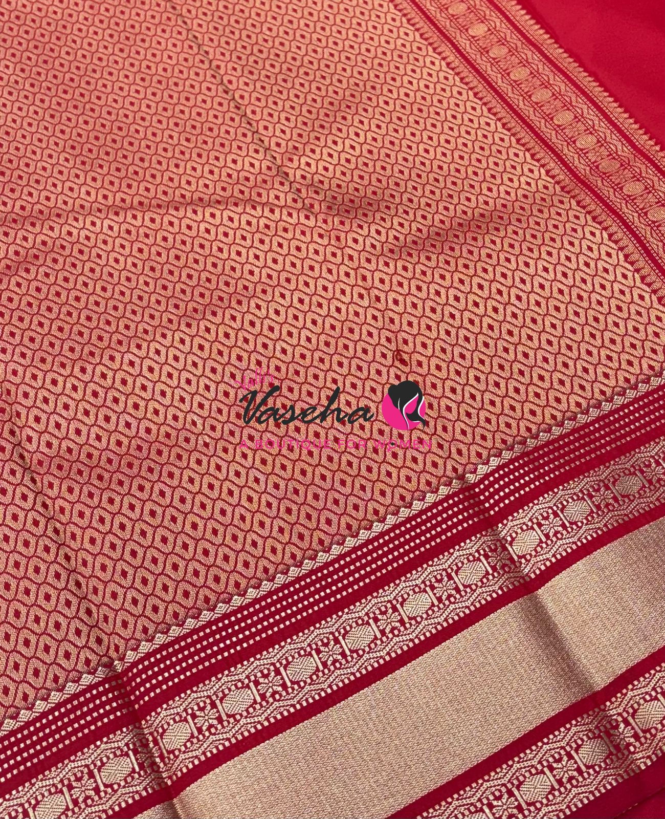 Semi Kanchi Silk  - Maroon & Red - VVSKS007