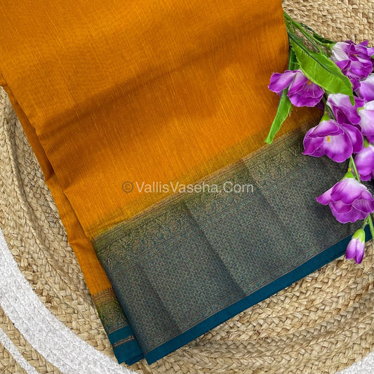 Bamboo Silk Saree - yellow With Blue Shade - VVBSS008