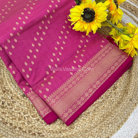 Semi Tussar Silk - Grand Pallu  - Pink Shade - VVSTS017
