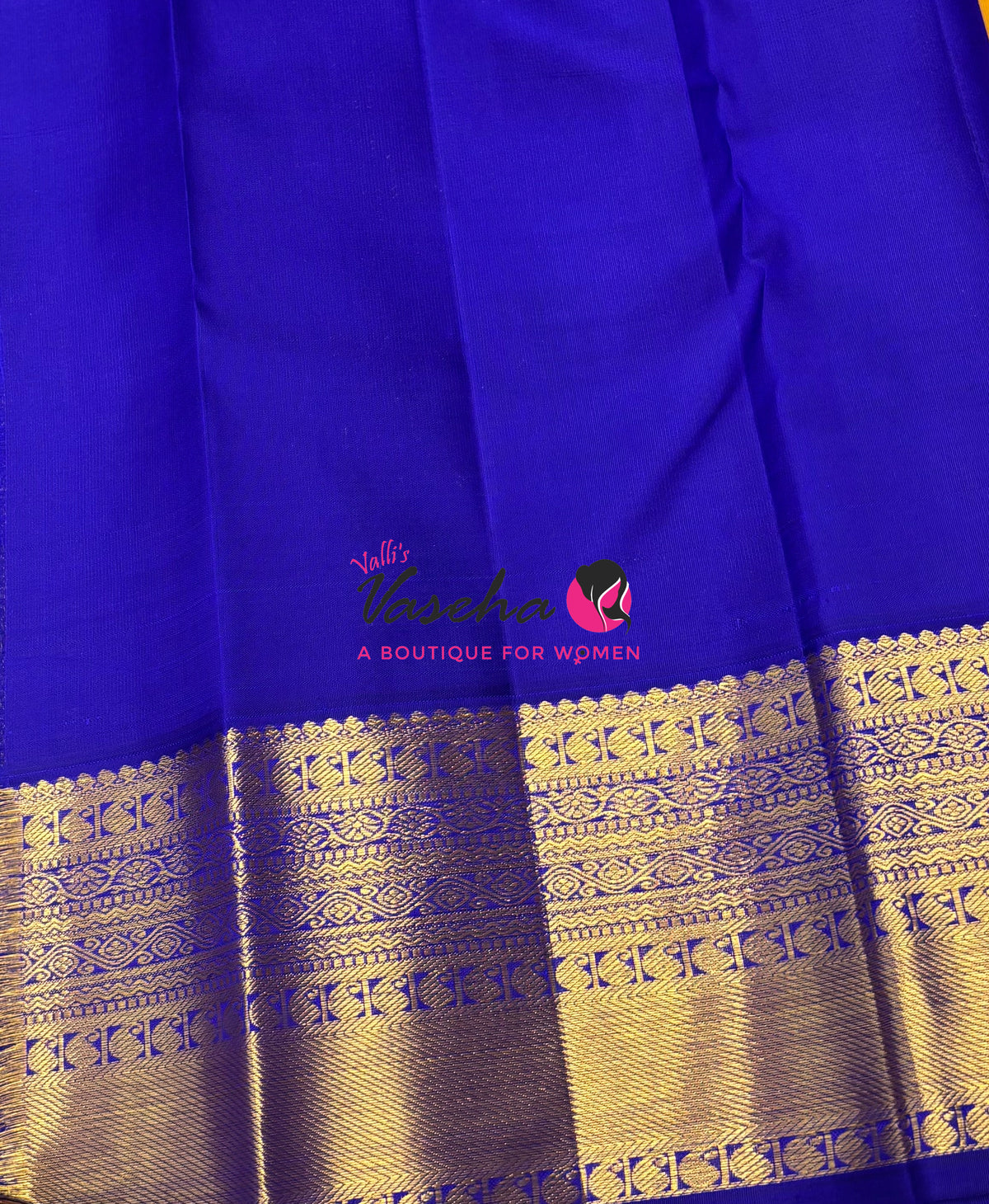 Pure Vintage Korvai Kanchipuram Silk Saree - Pazhum Pazhamum Checks - VVPS061