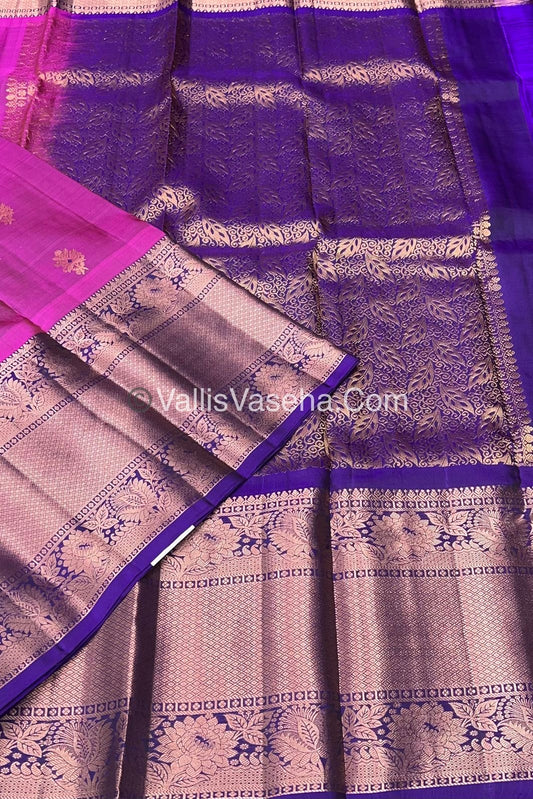 Half Mix - Pure Soft Silk Saree - Purplish Pink & Violetish Blue Shade - VVPSS031