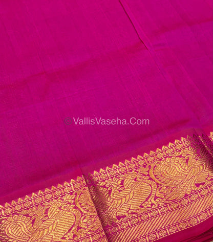 Pure Silk Cotton Saree - Vairavoosi checks - Mayil & Chakkaram - Purple With Pink  - VVMCV001