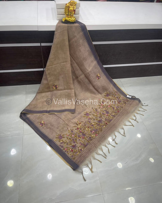 French Knot - Tissue Saree - Grey Shade - VVLFN013