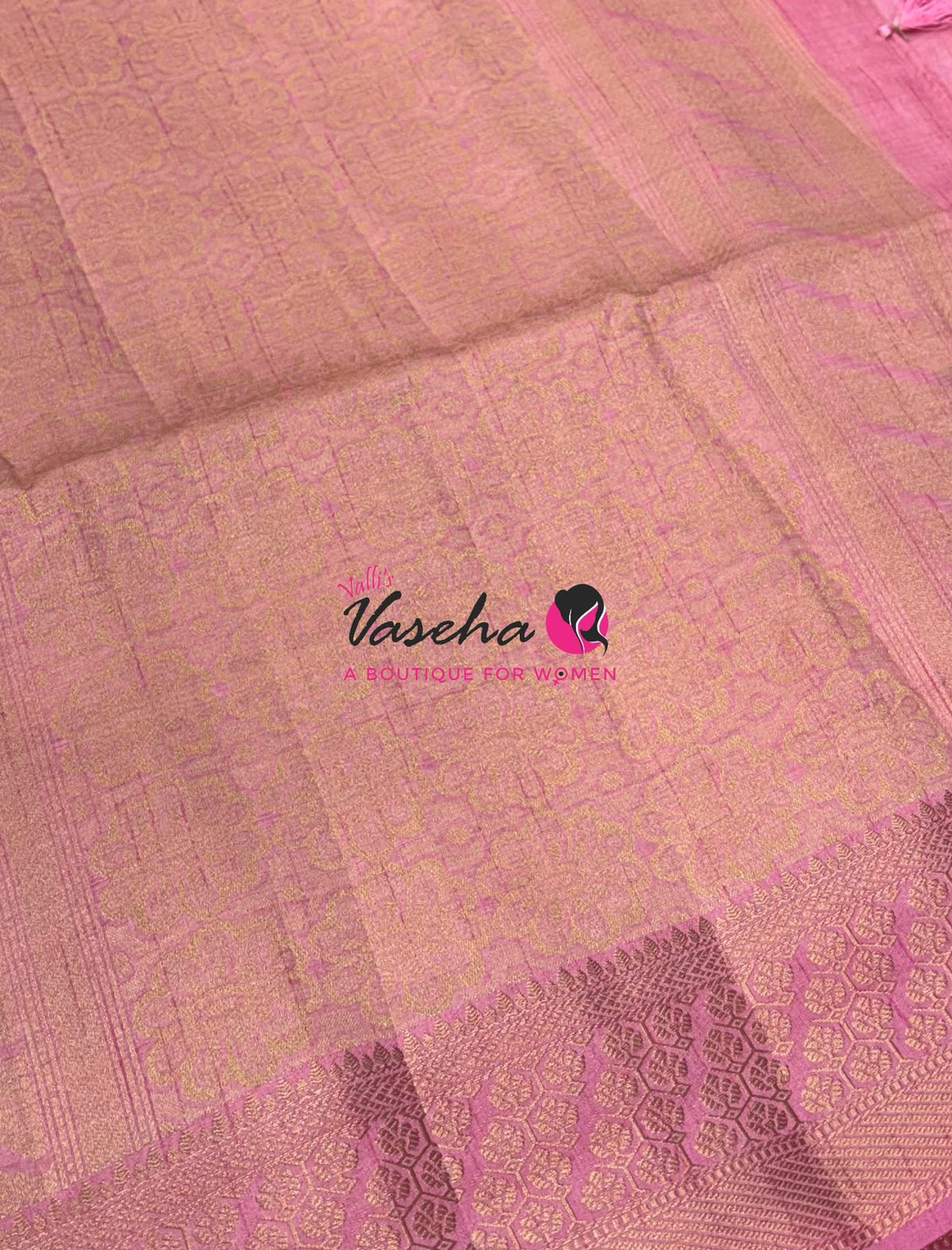 Semi Tussar Silk - Grand Pallu  - Pink Shade - VVSTS071