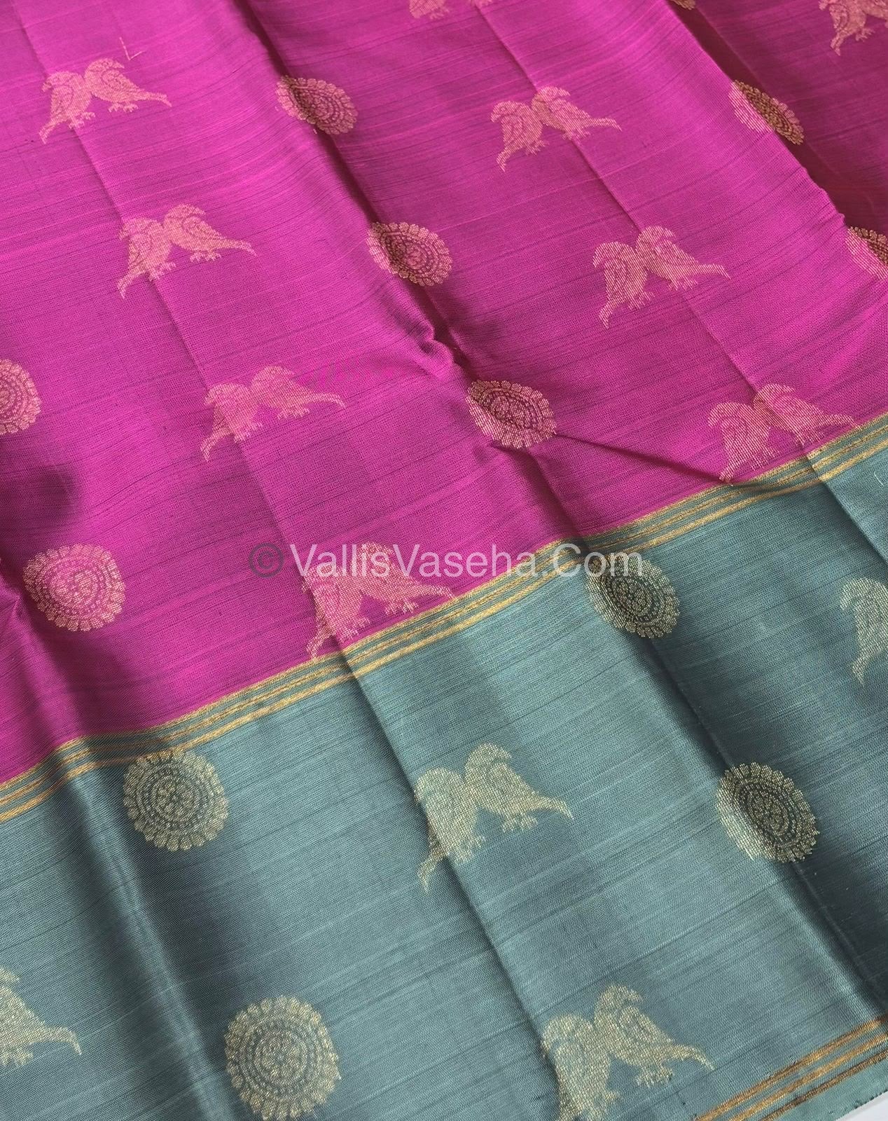 Half Mix - Pure Soft Silk Saree - Long Retta Petta Border with Butta - VVPSS076