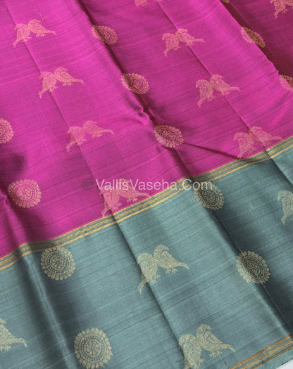 Half Mix - Pure Soft Silk Saree - Long Retta Petta Border with Butta - VVPSS076