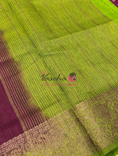Bamboo Silk Saree- Maroon with Green Shade - VVBSS016