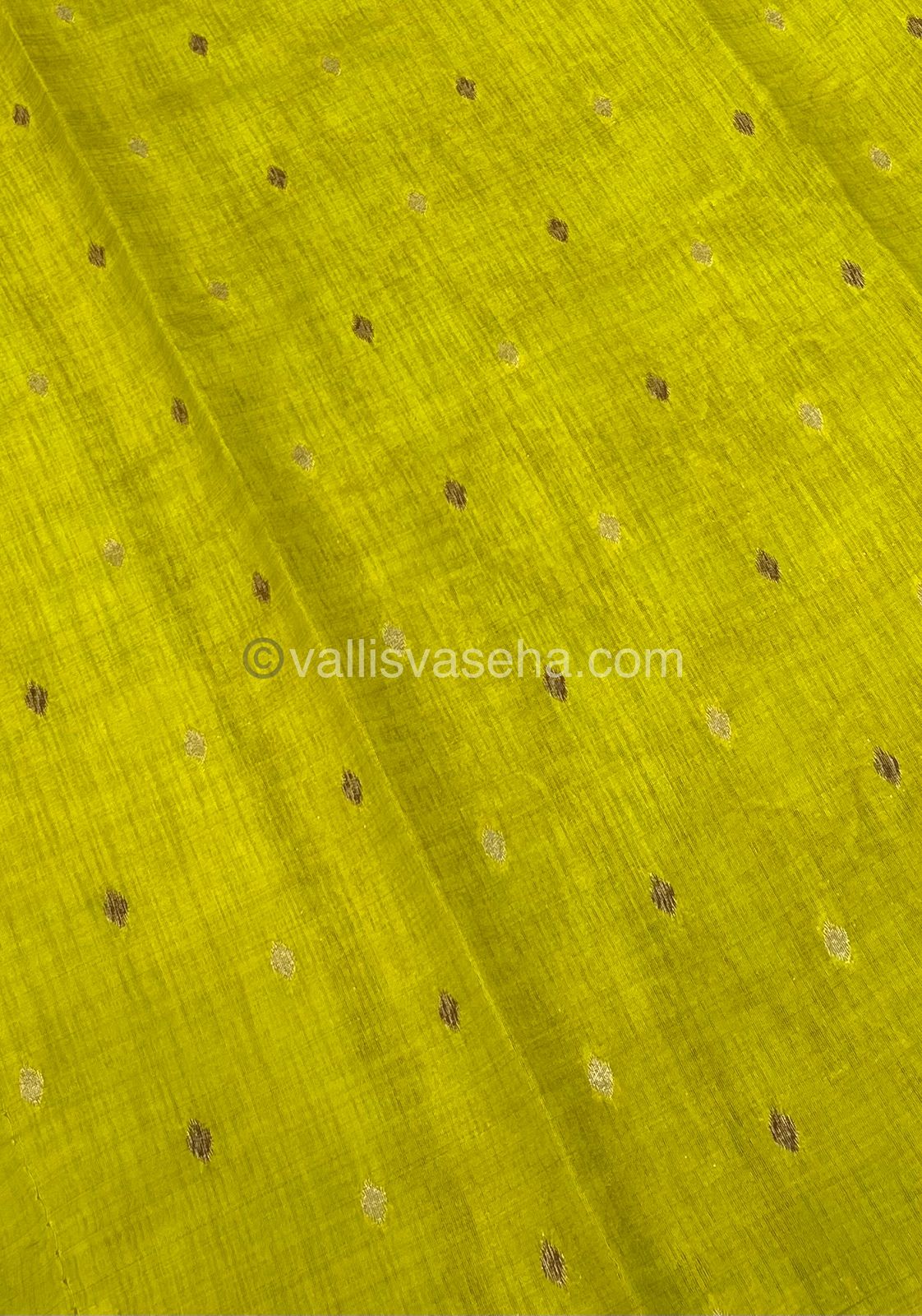 Cherry Tussar - Semi Tussar Silk - Lemon Yellowish slight Green - VVSTS009