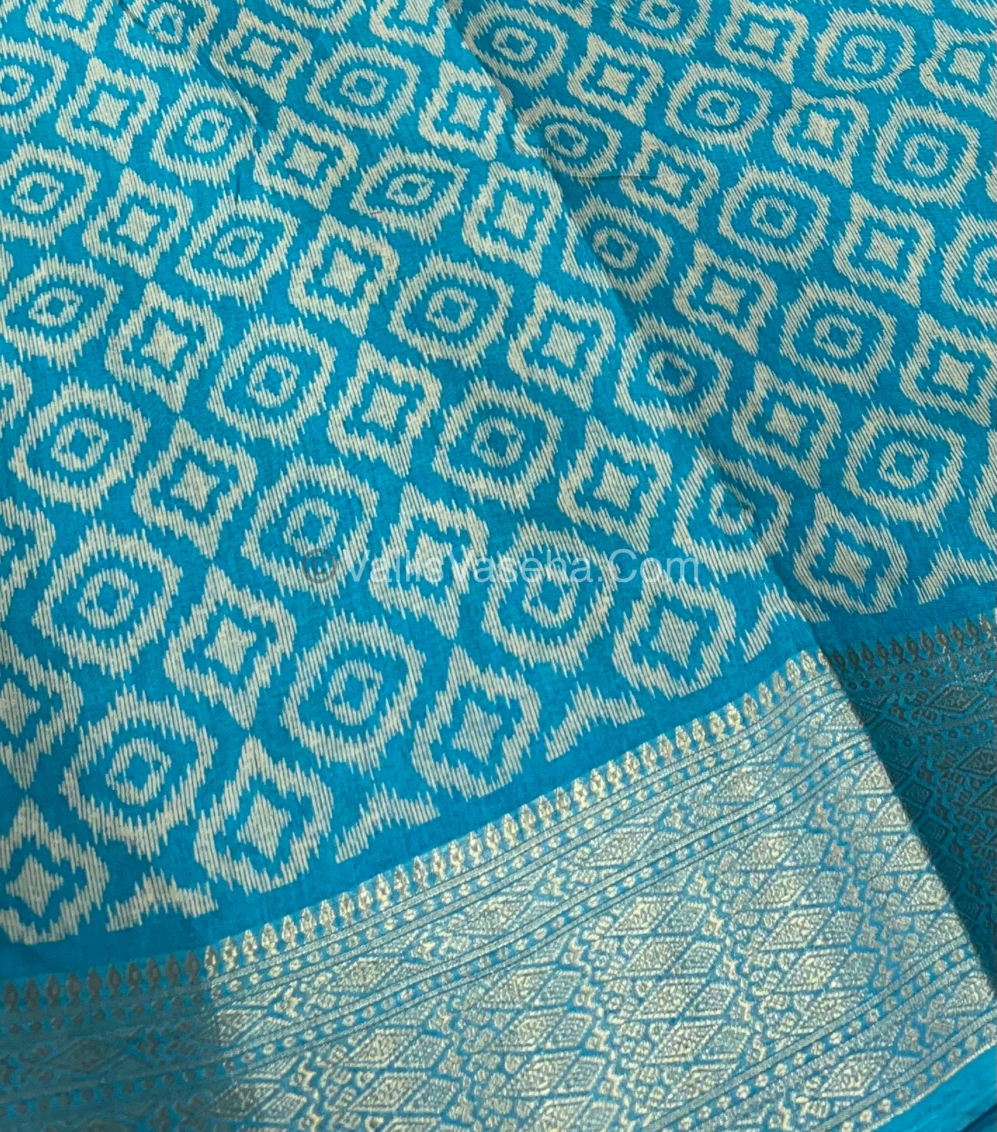 Semi Binny Silk - Ikkat Design - VVSBS004 - Blue Shade