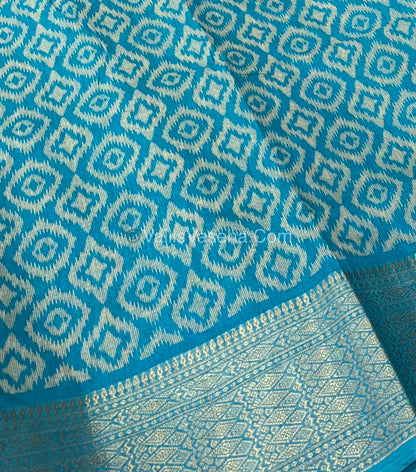 Semi Binny Silk - Ikkat Design - VVSBS004 - Blue Shade
