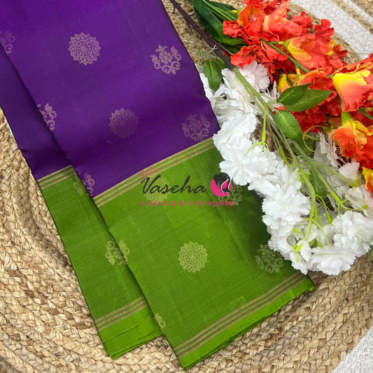 Half Mix - Pure Soft Silk Saree - Long Retta Petta Border with Butta - VVPSS084