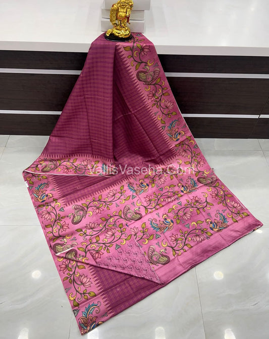 Semi Tussar Silk - Pink With Pink Shade  - VVSTS040