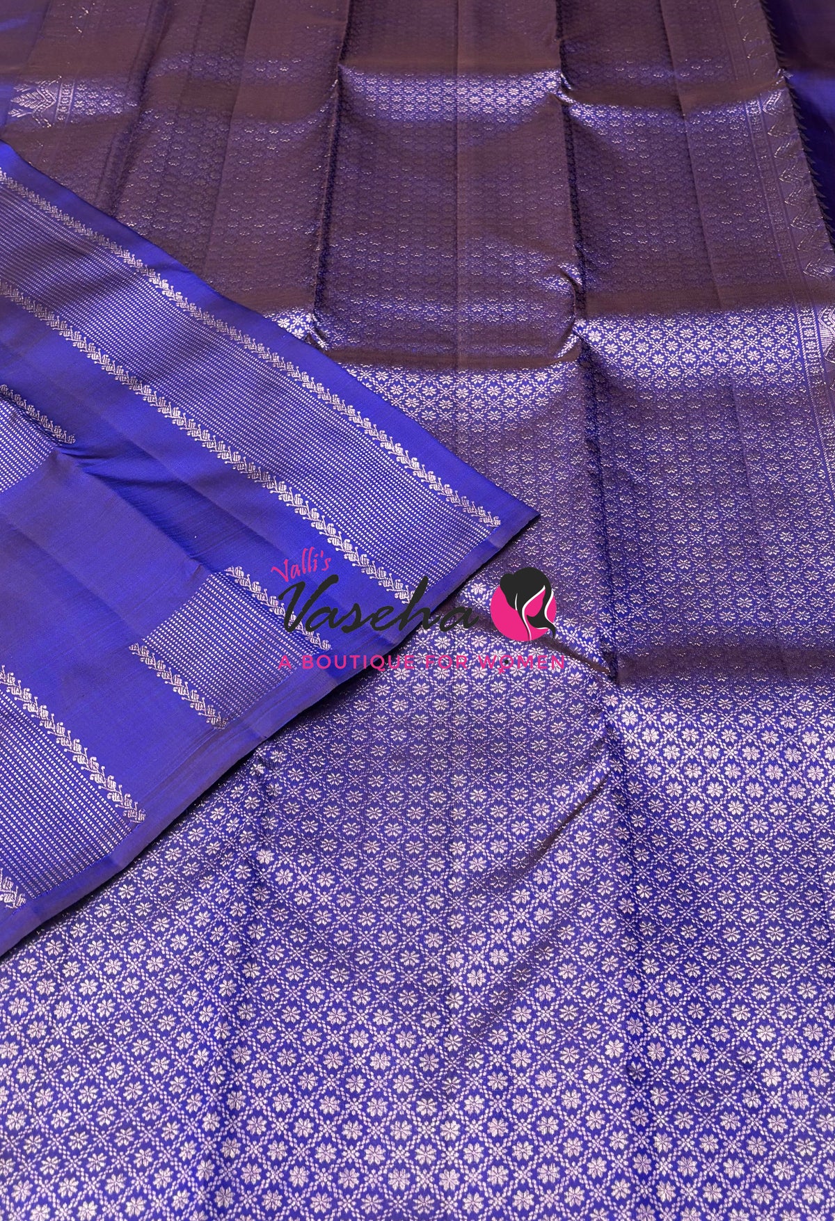 Pure Kanchipuram Silk Saree - Violetish Blue Shade - VVPS054