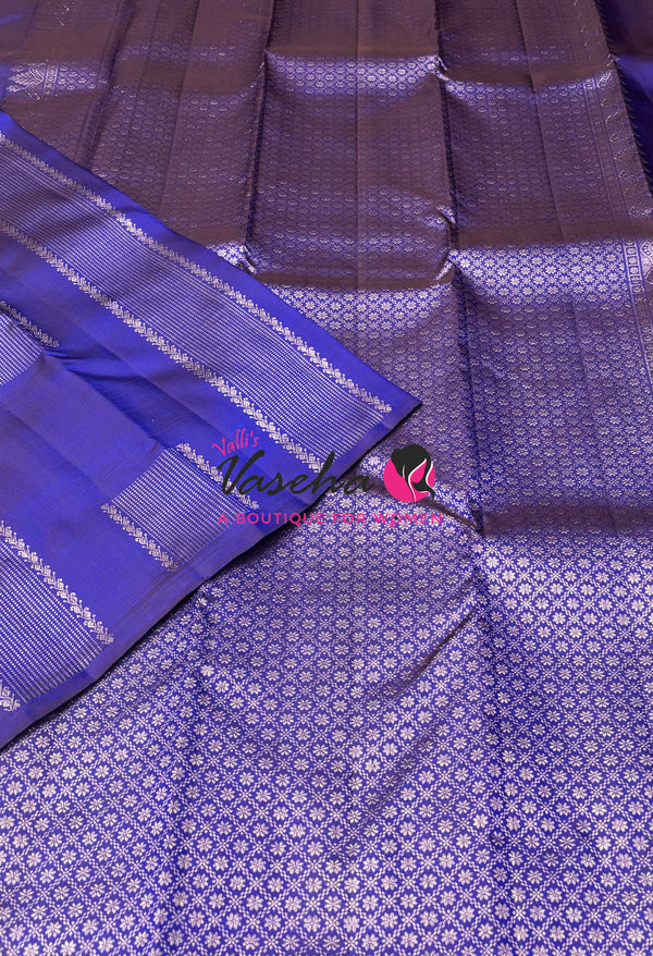 Pure Kanchipuram Silk Saree - Violetish Blue Shade - VVPS054