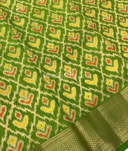 Semi Tussar Silk Saree - Ikkat / Pochampally Design - Green Shade - VVSTS033