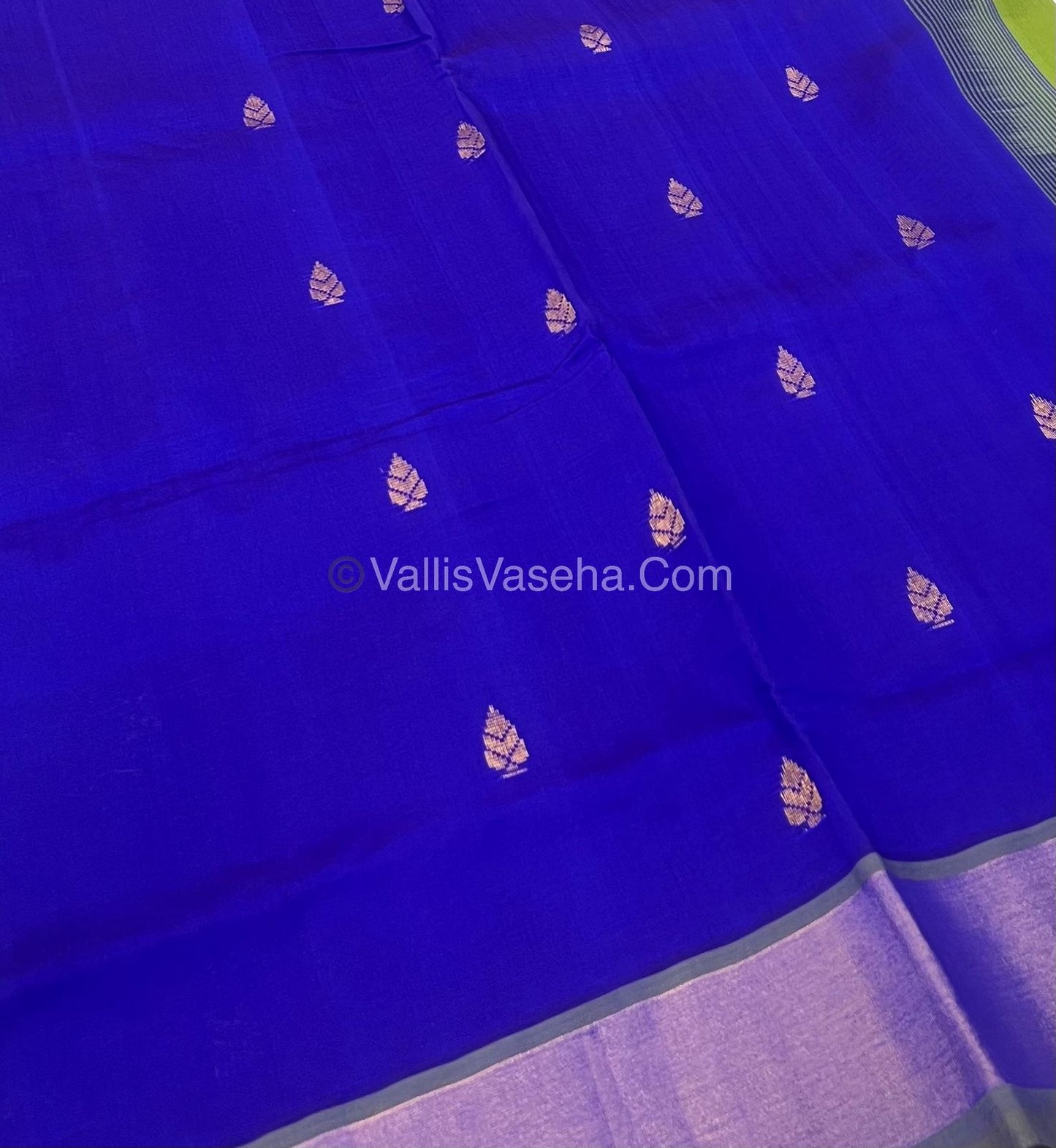 Semi Silk Cotton Saree -  Blue & Green Combo - VVSSC001