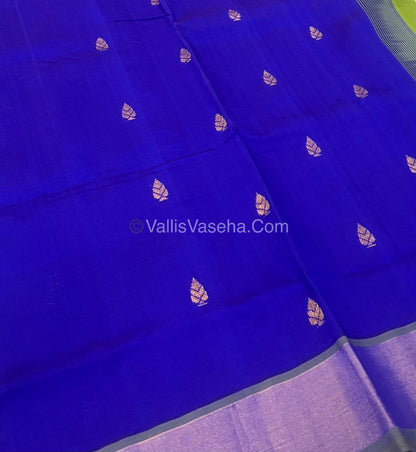 Semi Silk Cotton Saree -  Blue & Green Combo - VVSSC001