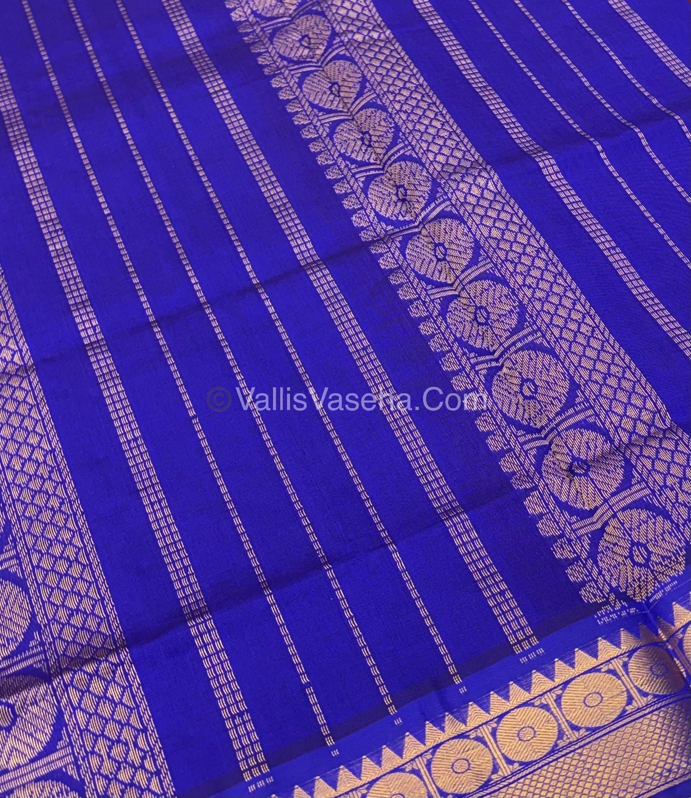 Semi Silk Cotton Saree - Maroon With Blue Shade - VVSSC005