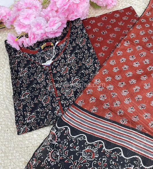 Ready Made - Semi Patiyala 3(pc) Set - Printed Cotton - VVRSP001